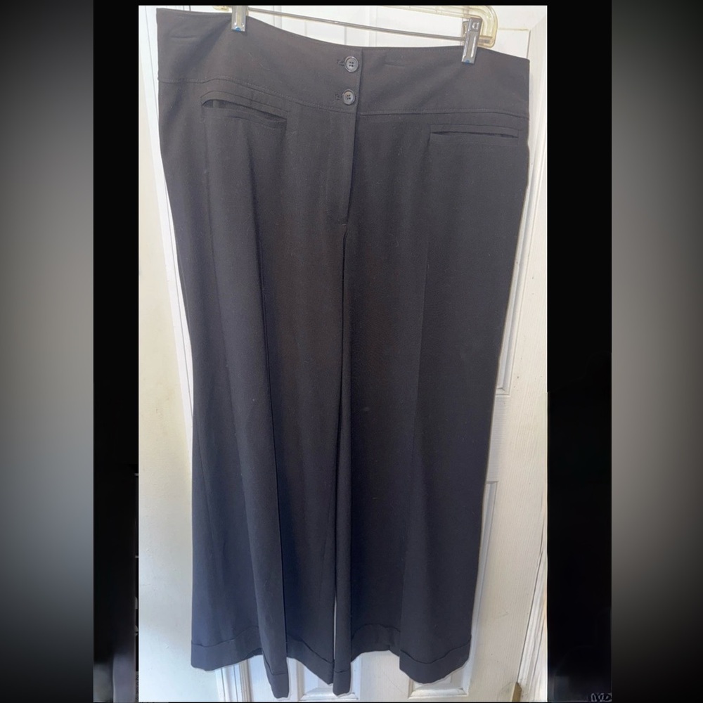 Lane Bryant Womens 18 Palazzo Wide Leg Pants Black 30" Inseam Zip-up